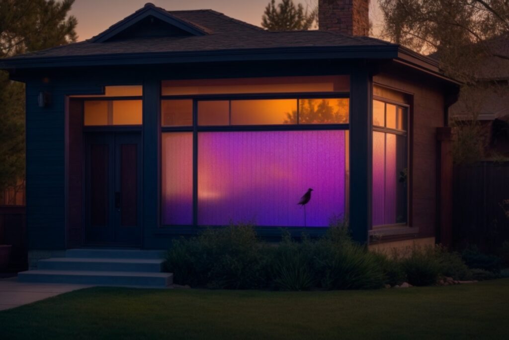 Denver home with bird safety window film and visible ultraviolet light patterns
