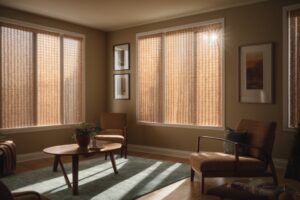 Denver home interior with patterned window film sunlight filtering