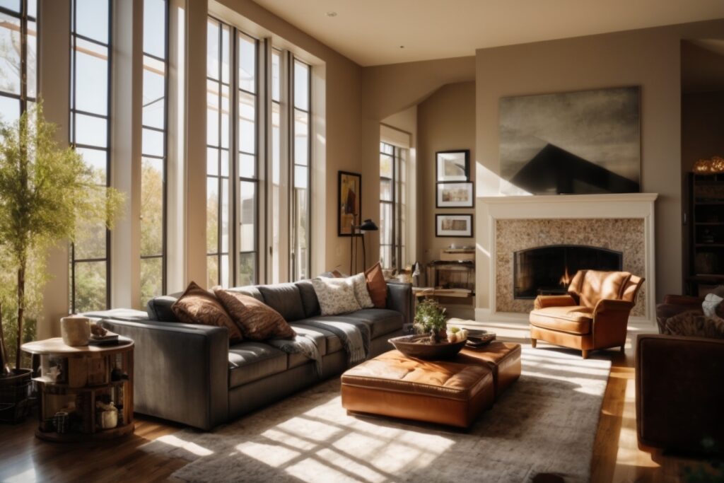 Denver home interior with sunlight filtering through window films