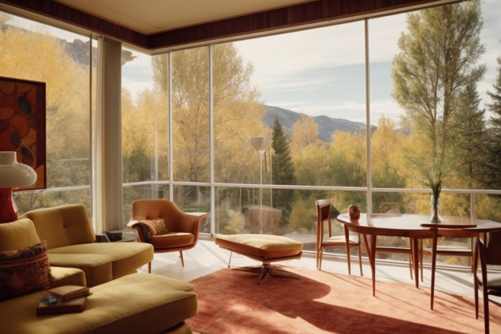 Mid-century modern Denver home interior with opaque window film installed