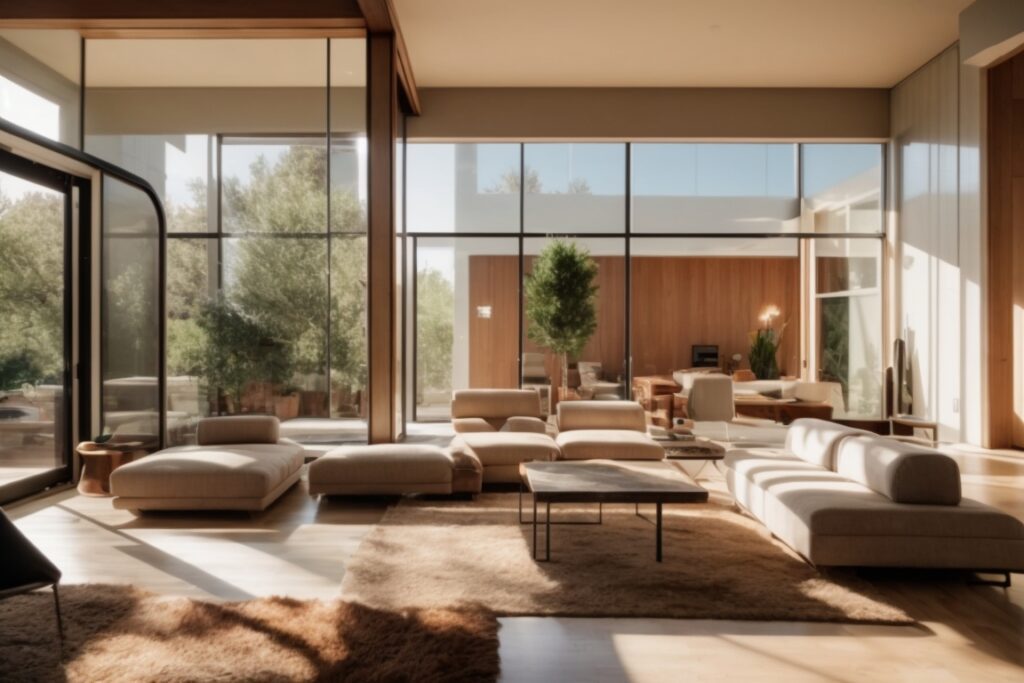 Denver home interior with window film reflecting sunlight